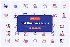 180 Animated Flat Business Icons, an Emoji Icon by Creative Stall