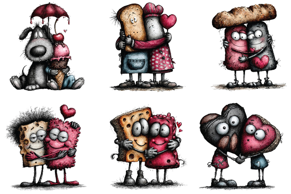 Whimsical Valentine Food Pairs Clipa, an Illustration by CraftArtStudio (Photo 2 of 6)