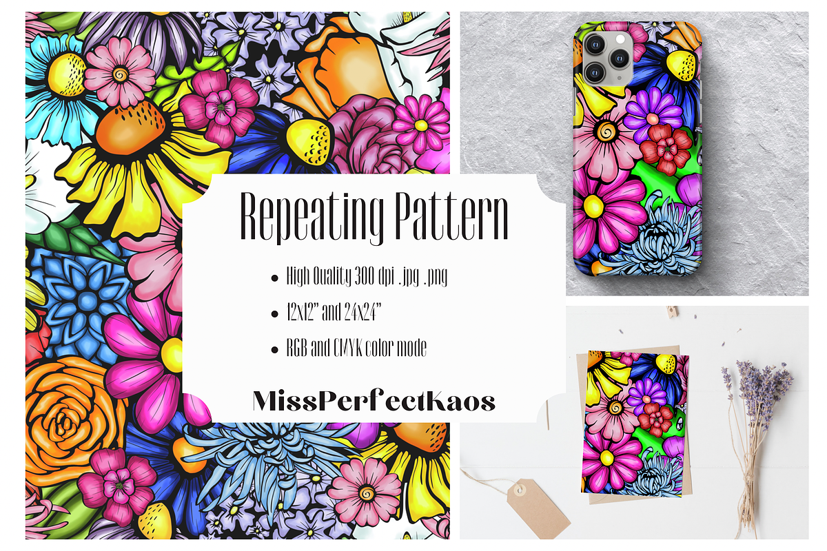 Flower Madness - Repeating Pattern, a Pattern Graphic by MissPerfectKaos (Photo 1 of 4)