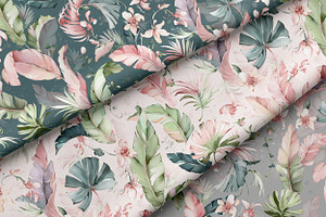 Exotic, Watercolor Tropical Patterns