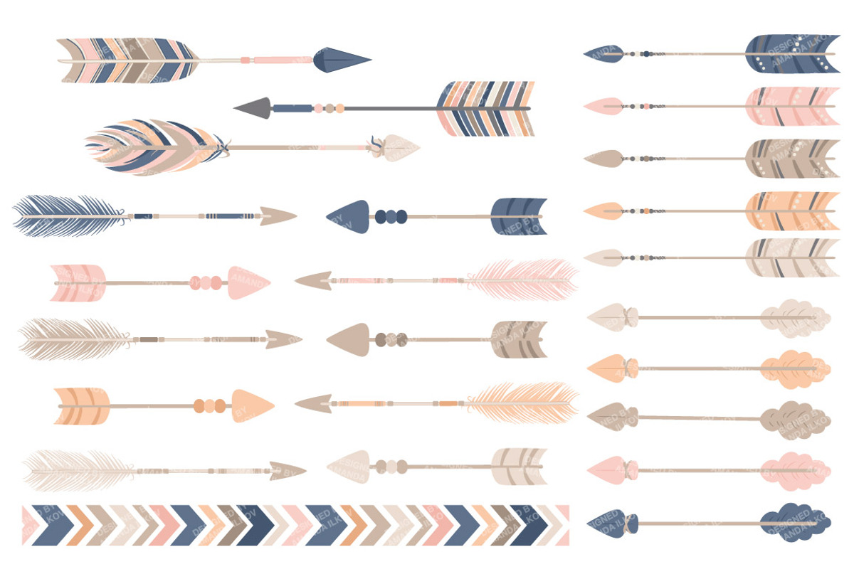 Navy & Pink Tribal Arrows Clipart, an Illustration by Amanda Ilkov (Photo 3 of 4)