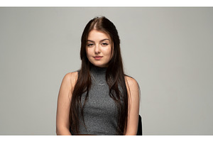 Young woman with long brown hair, a Person Photo by volodymyrshtun13795
