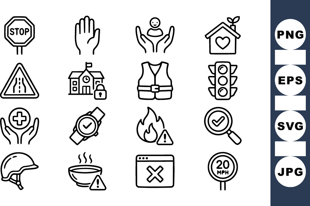 Minimalist Safety Icon Line Art Bund, an Illustration by designvectx (Photo 3 of 3)