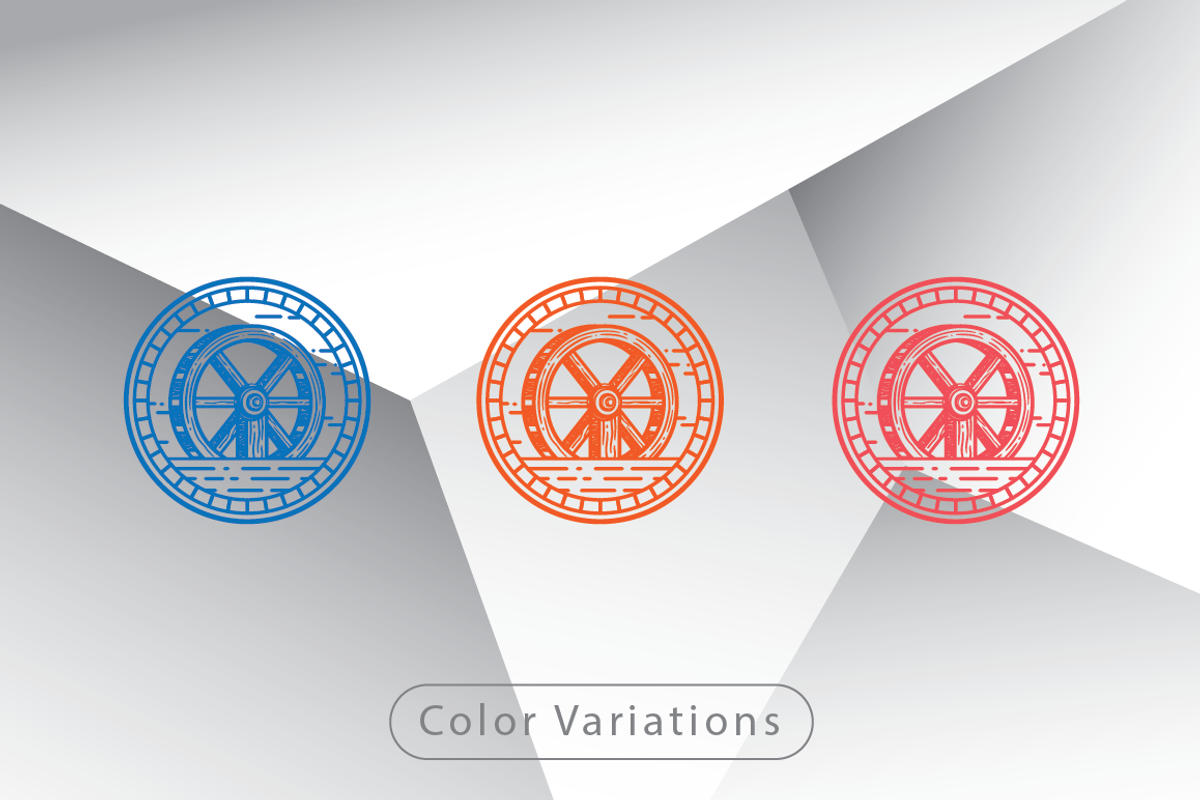 Vintage Water Wheel Logo Template, a Branding & Logo Template by Heavtryq Design (Photo 2 of 4)