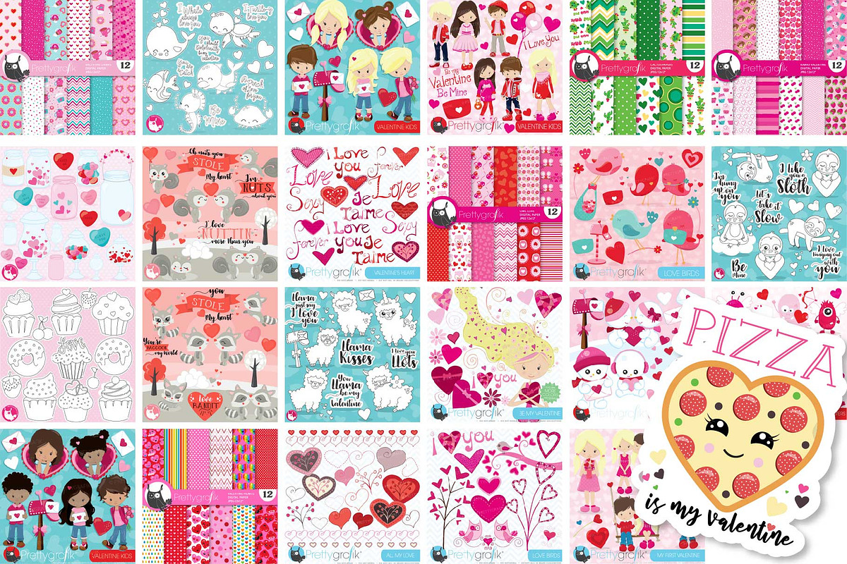 Mega Valentine graphics bundle, an Illustration by PrettyBundles (Photo 5 of 5)