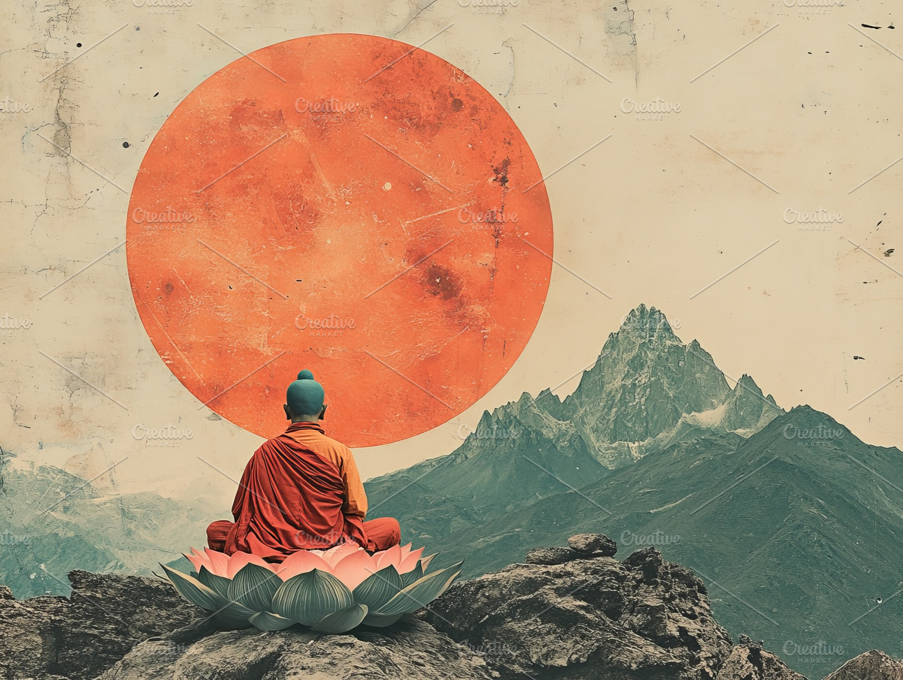 collage on the theme of a Buddhist monk, a Photo by Pictures for you!!!!!!!!!