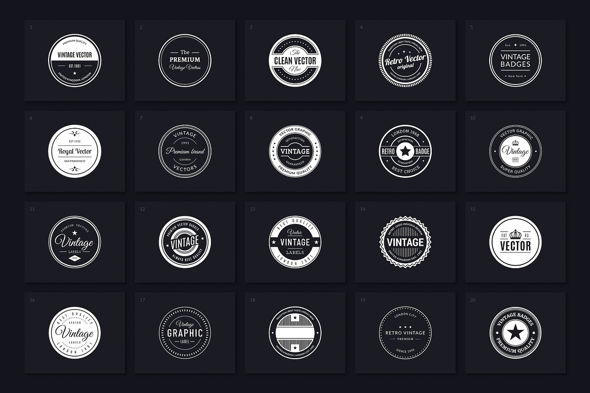 100 Retro Badges Vol. 1, a Branding & Logo Template by Amito Vectors (Photo 2 of 6)