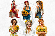 Sunflower Beauties Complete Cliparts, a Person Illustration by ThatsDesignArt (Thumbnail 6 of 16)