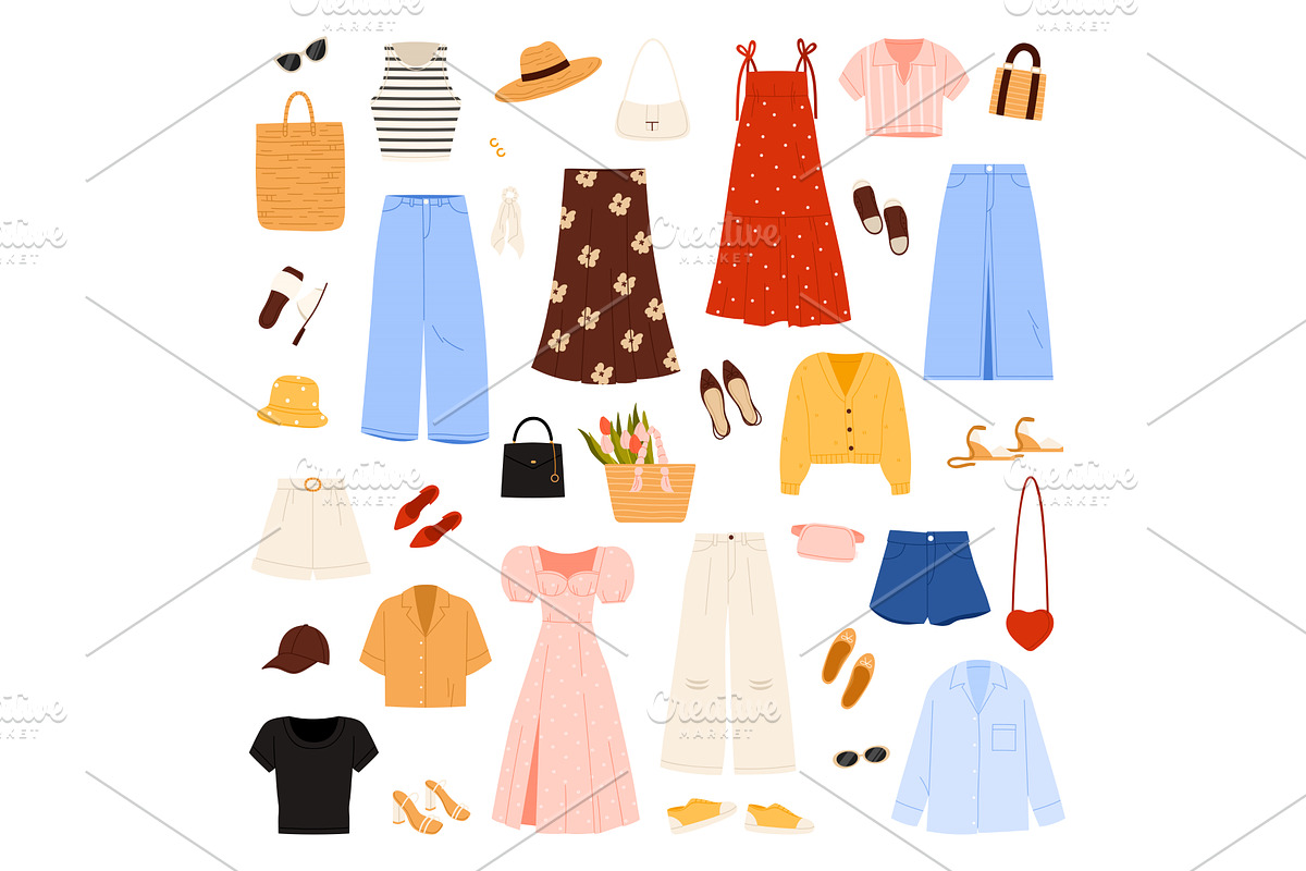 Fashion casual women clothes set, an Object Illustration by Flashvector