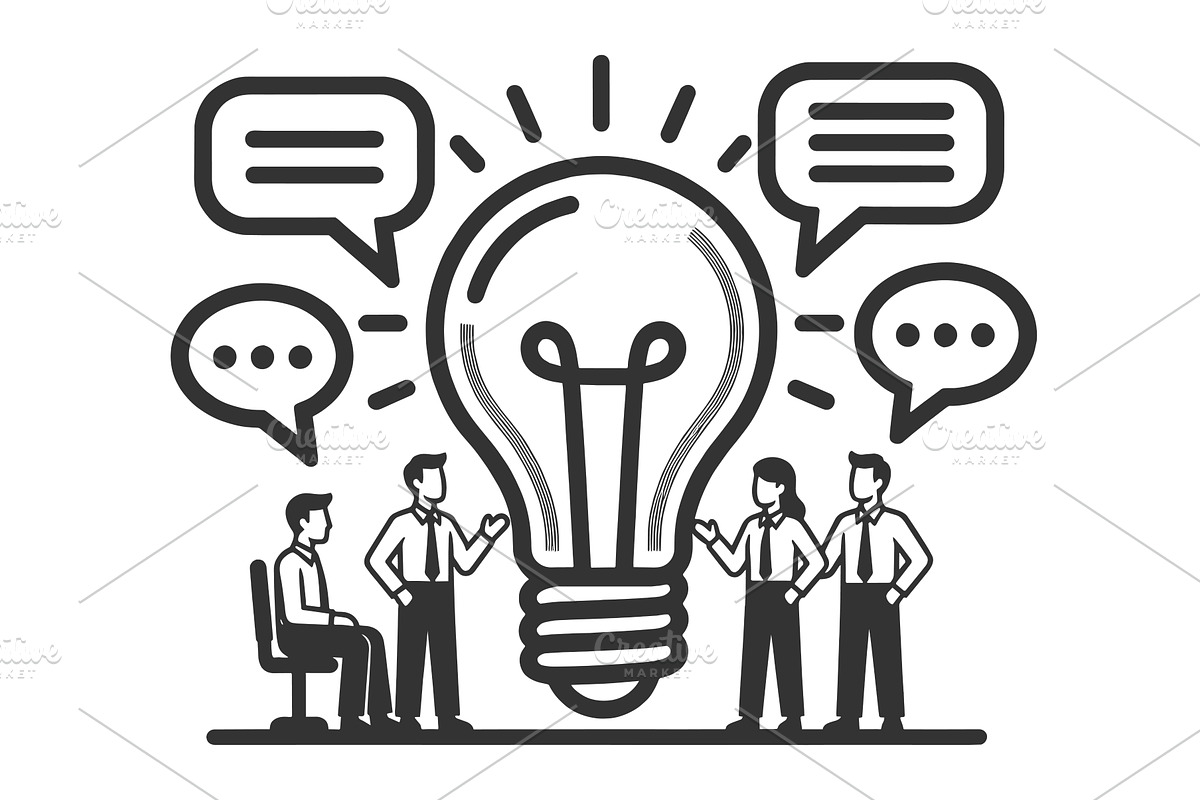 Team Brainstorming Ideas Around, a Person Illustration by AlexArt