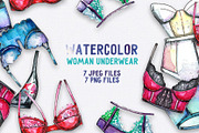 Watercolor woman underwear set, an Illustration by WalnutBird (Thumbnail 1 of 2)