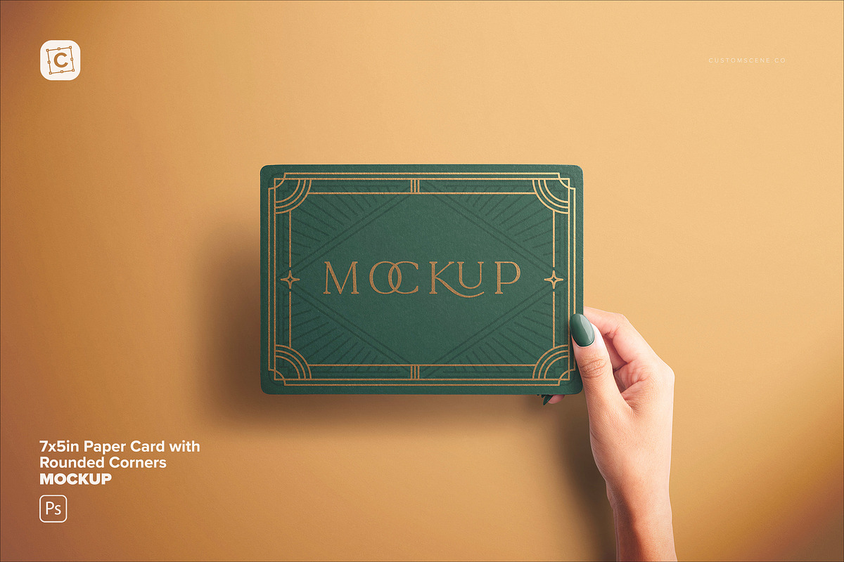 7x5in Paper Card Rounded Corners, a Mockup by Custom Scene (Photo 1 of 10)