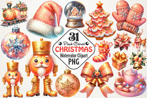 Peach Colored Christmas Clipart, an Illustration by RobertsArt