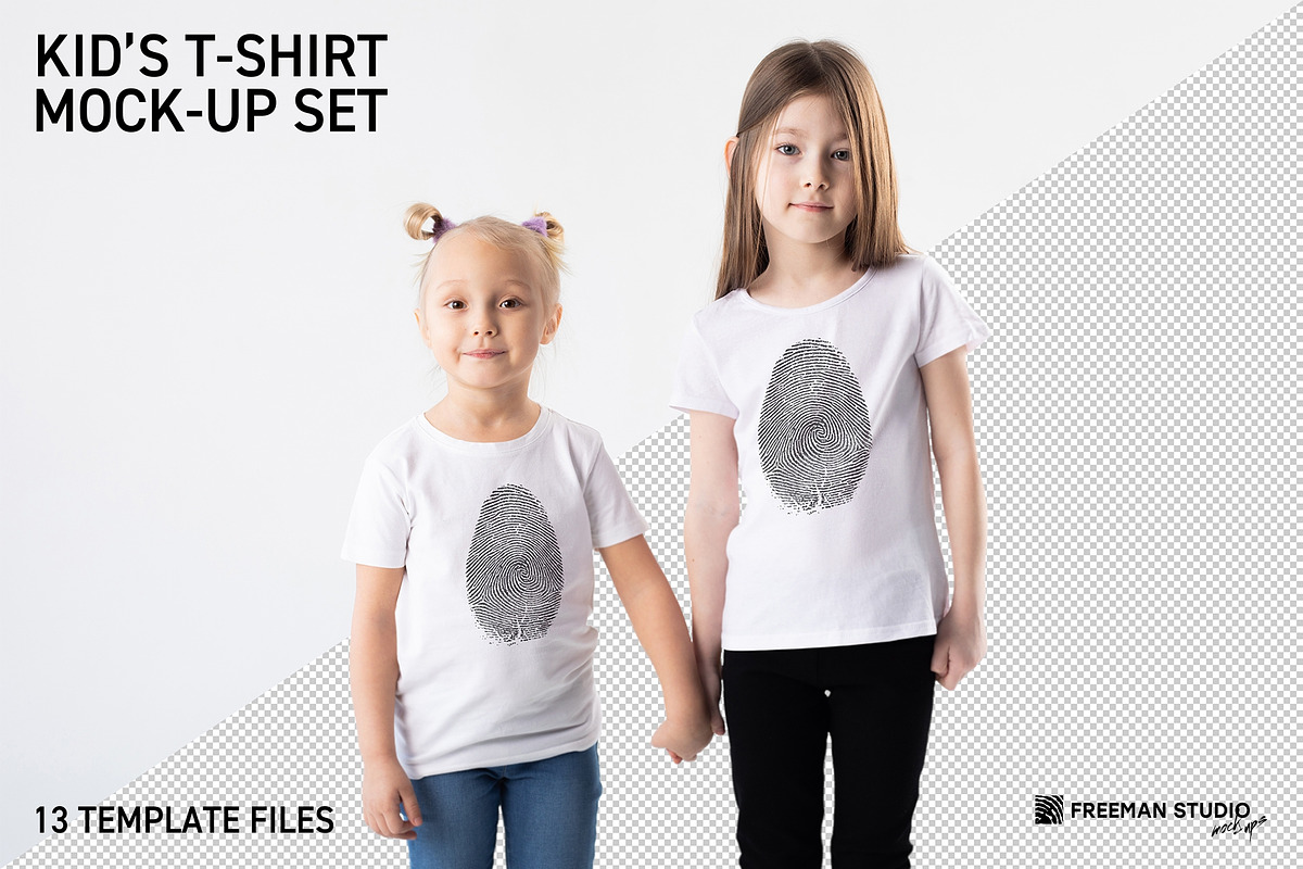 Kid's T-Shirt Mock-Up Set, a Shirt Mockup by Freeman Studio (Photo 1 of 15)