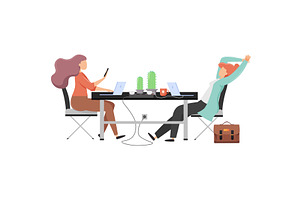 Two woman freelancer employee at, a Technology Illustration by Sky Pics Studio