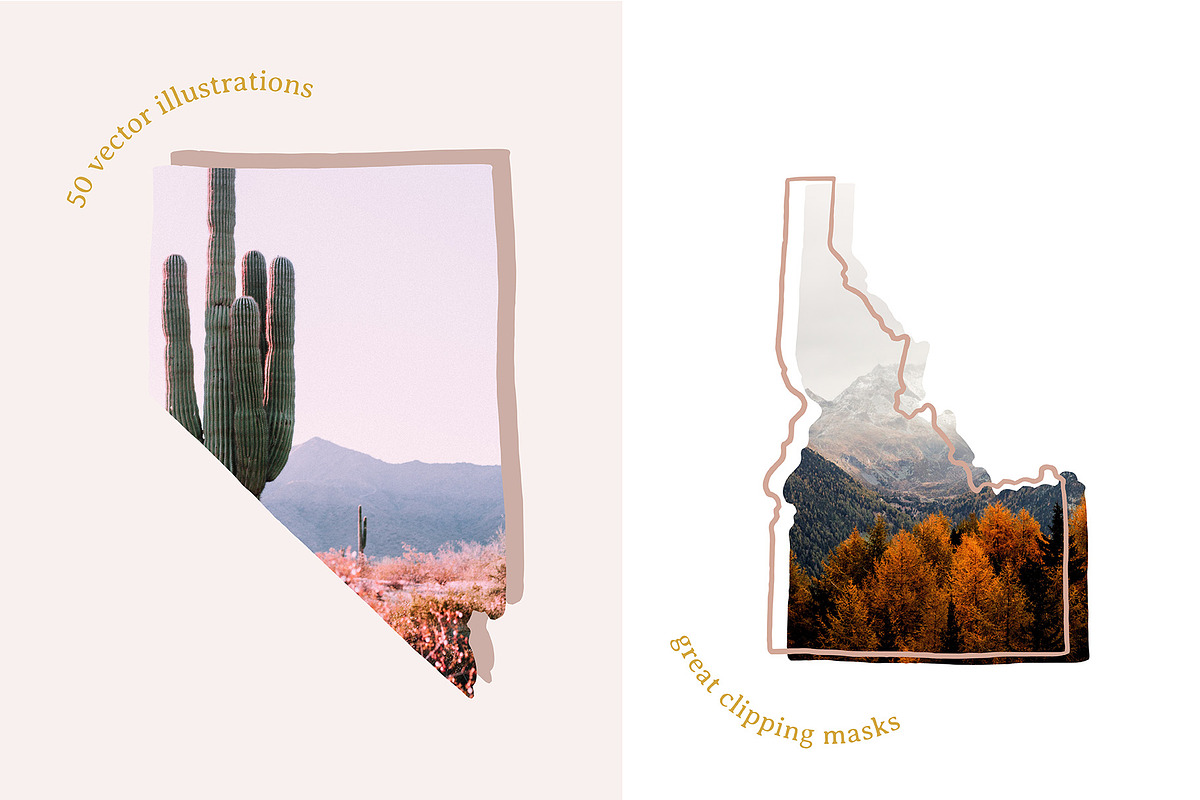 US State Illustration Vector Pack, an Illustration by Wildflower June (Photo 2 of 4)