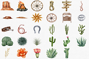 Watercolor Western Clipart Set, an Illustration by CropUp Creative (Thumbnail 2 of 4)