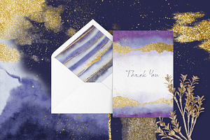 Golden Purple Watercolor Backgrounds