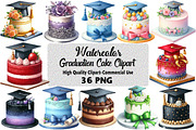 Graduation Cake Clipart Bundle, an Illustration by Daily.Designs (Thumbnail 1 of 5)