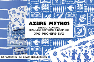 Linocut Coastal Patterns & Clipart, an Object Graphic by Sonulkaster