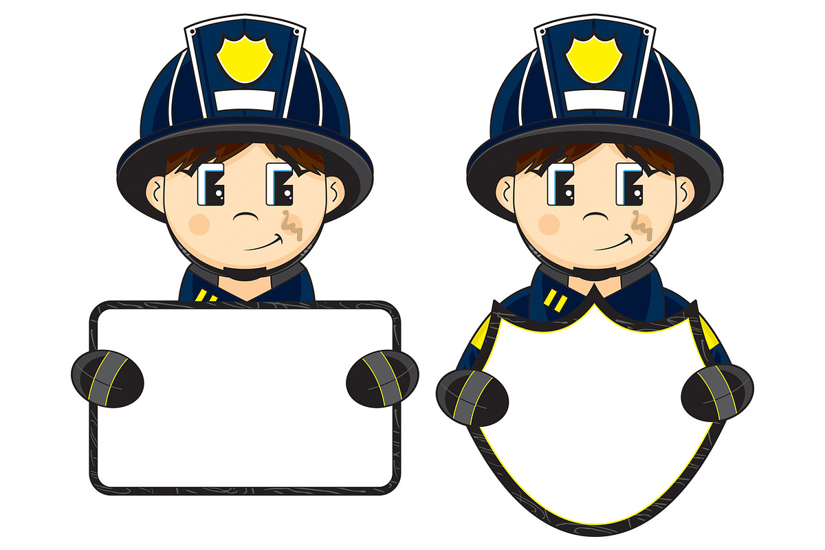 Cute Fireman with Sign, a Person Illustration by Mark Murphy Creative