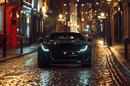 A car parked on a wet street under t, a Photo by Iftikhar Alam