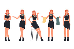 Young Woman Posing in Multiple, a Person Illustration by Flashvector