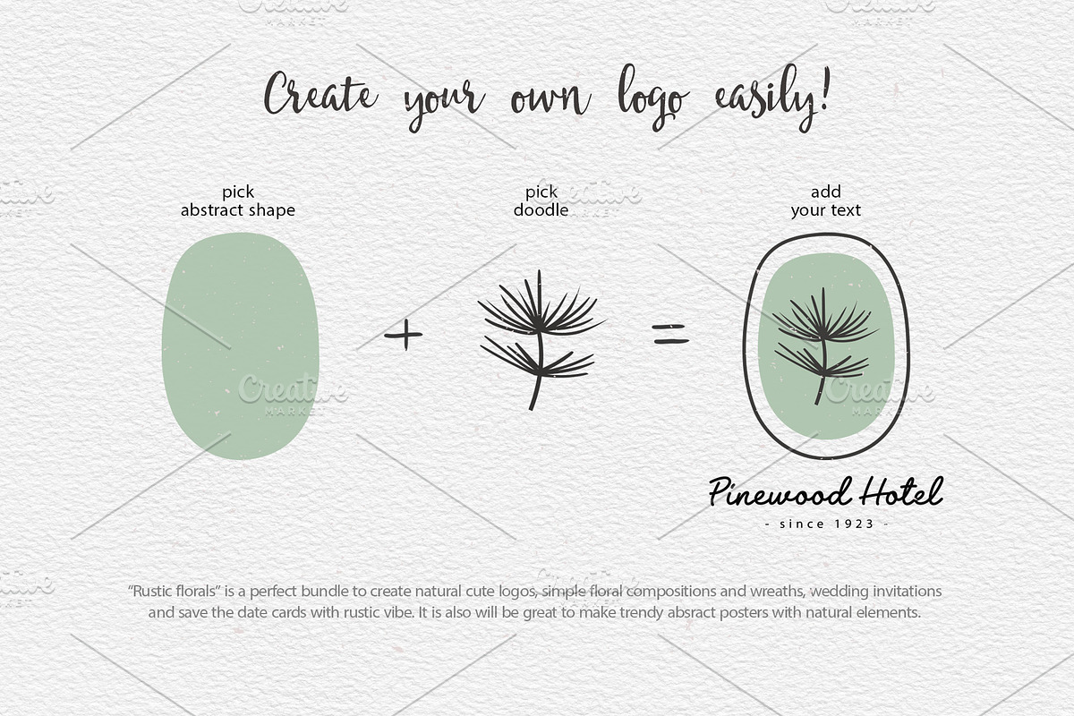 Rustic floral doodles and logos, an Animal Illustration by harmonia_green_art (Photo 4 of 12)