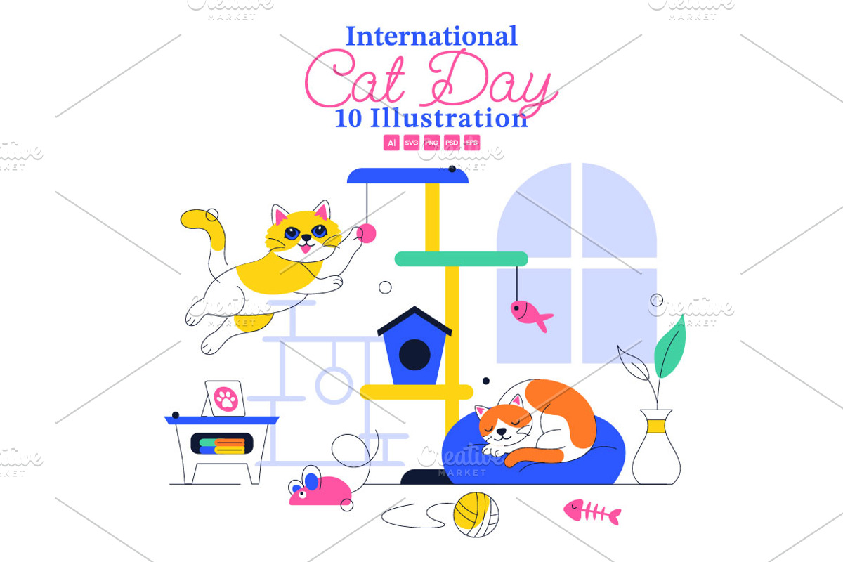 10 International Cat Day, an Animal Illustration by denayunebgt (Photo 1 of 4)