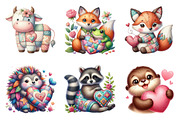 Valentine Patchwork Animal Clipart, an Illustration by SinaCreation (Thumbnail 4 of 11)