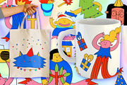 1970 psychedelic Christmas stickers, an Illustration by okchizh (Thumbnail 4 of 8)