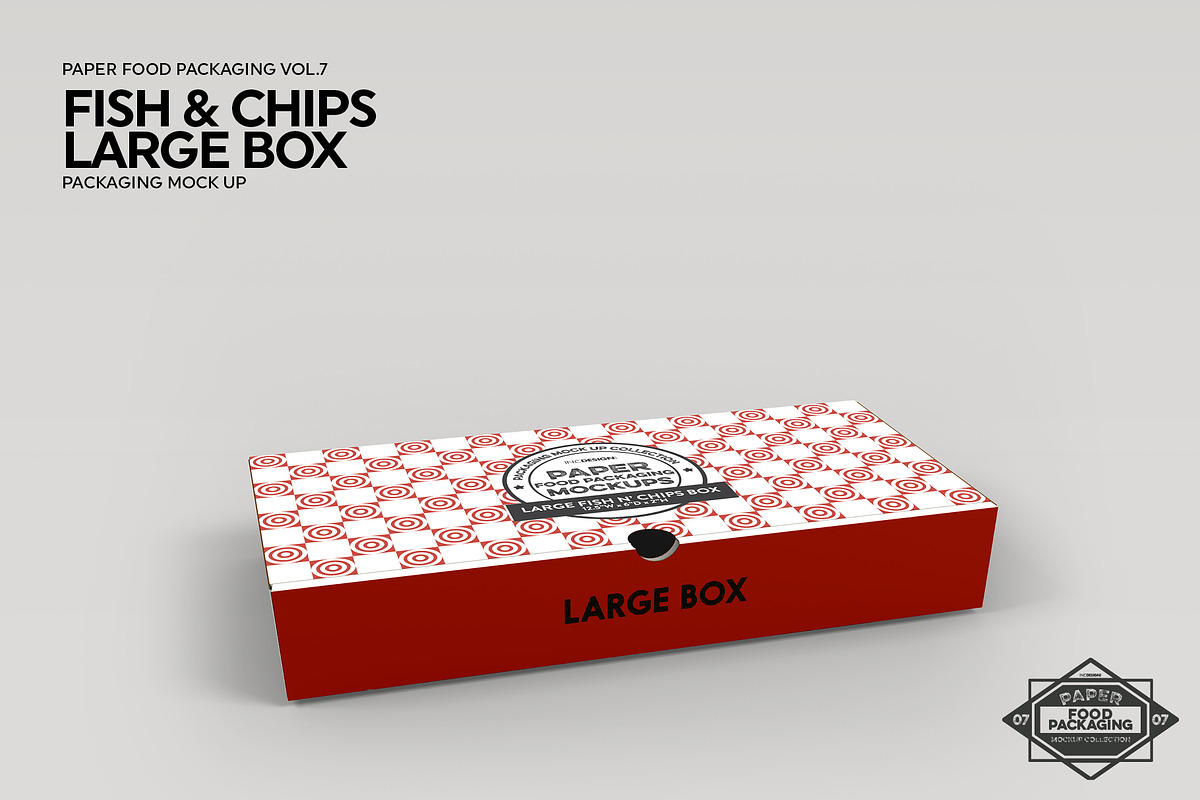 Large Fish and Chips Box Mockup, a Packaging Mockup by INCDesign (Photo 4 of 6)
