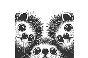 Curious Hedgehogs Staring Up, an Animal Illustration by AlexArt