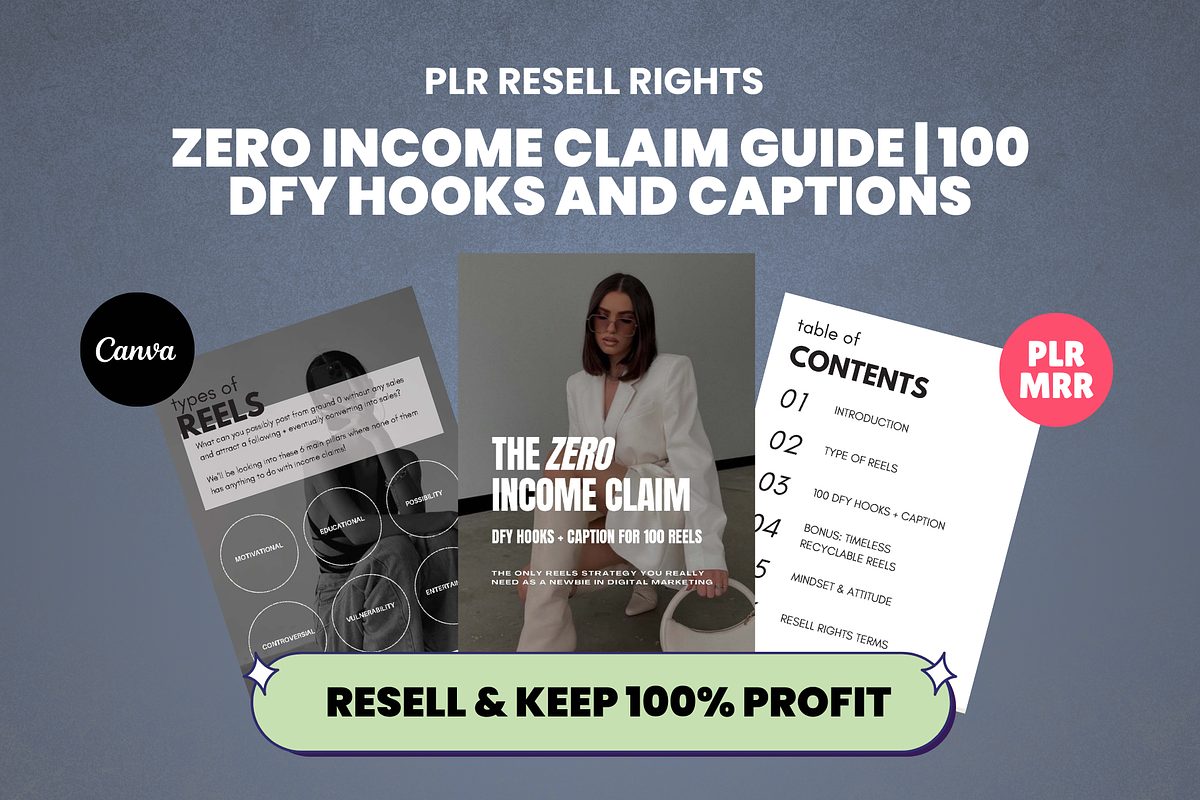 Zero Income Claim Guide MRR PLR, a Marketing Template by Design By Hira (Photo 1 of 9)