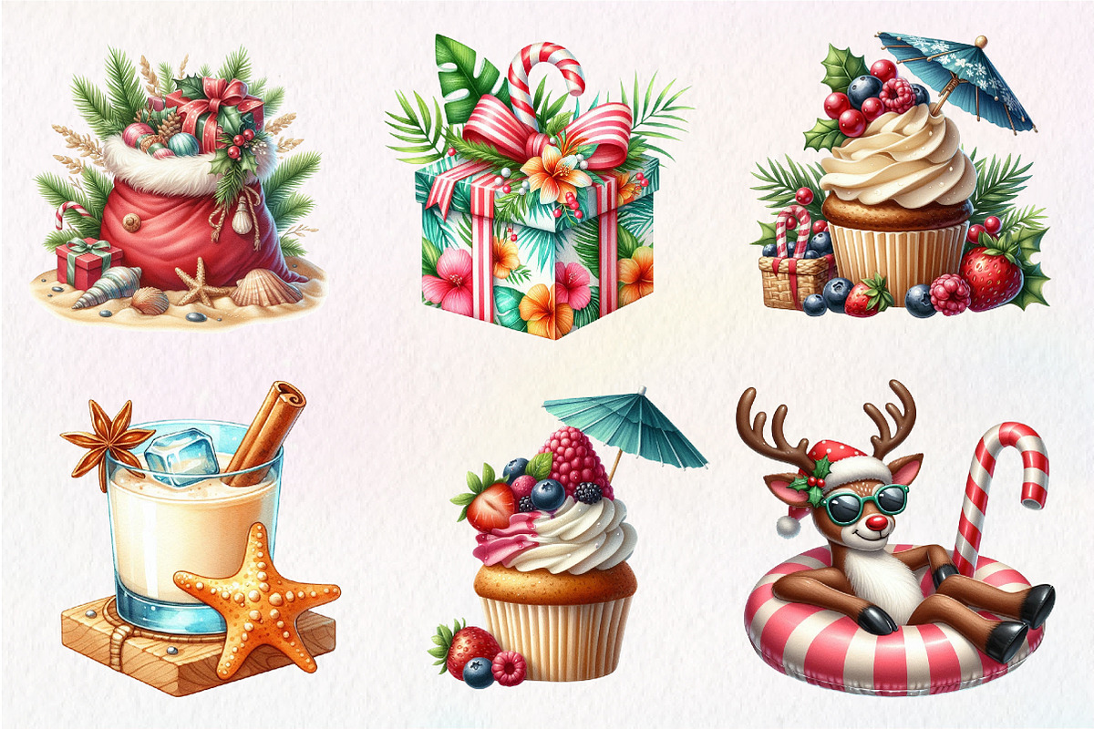 Summer Christmas PNG Watercolor, an Illustration by CreationArt (Photo 4 of 9)