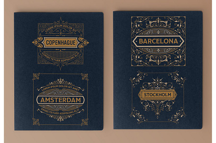 Set of 4 vintage labels, a Card Template by OneVectorStock