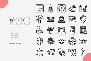 England Outline Icons, an Outline Icon by Bloodline