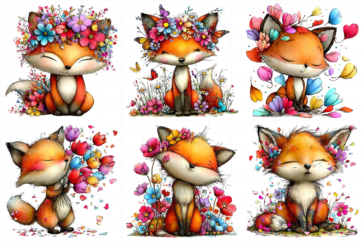 Whimsical Spring Fox Clipart, an Illustration by Daily.Designs (Photo 4 of 7)