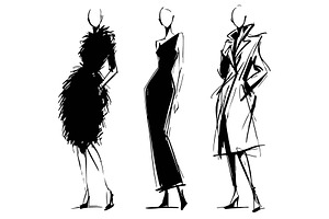 Abstract fashion models sketch