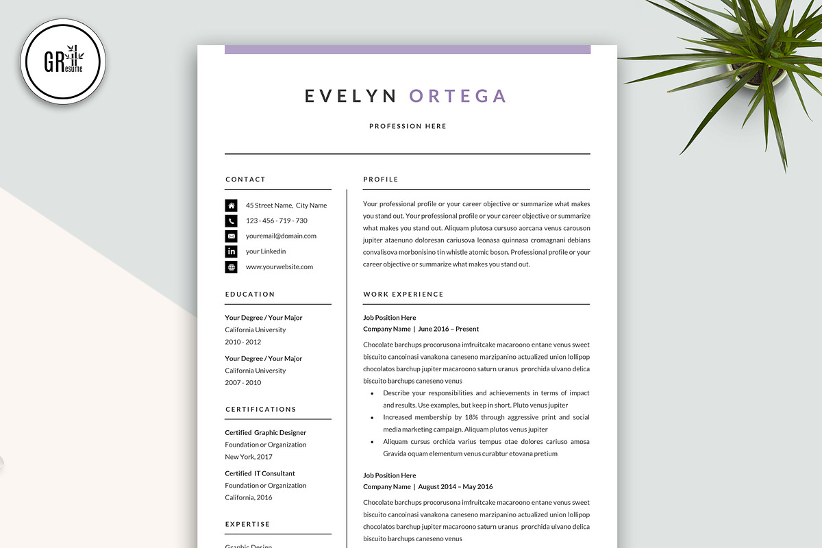 Resume Template CV for Word, a Resume Template by GResume (Photo 2 of 7)