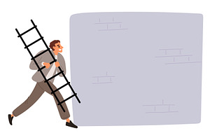 Businessman carries ladder to climb, a Person Illustration by Vectorbuum