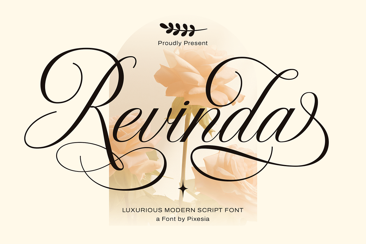 Revinda - Modern Cursive Script Font, a Script Font by Pixesia Studio (Photo 1 of 12)