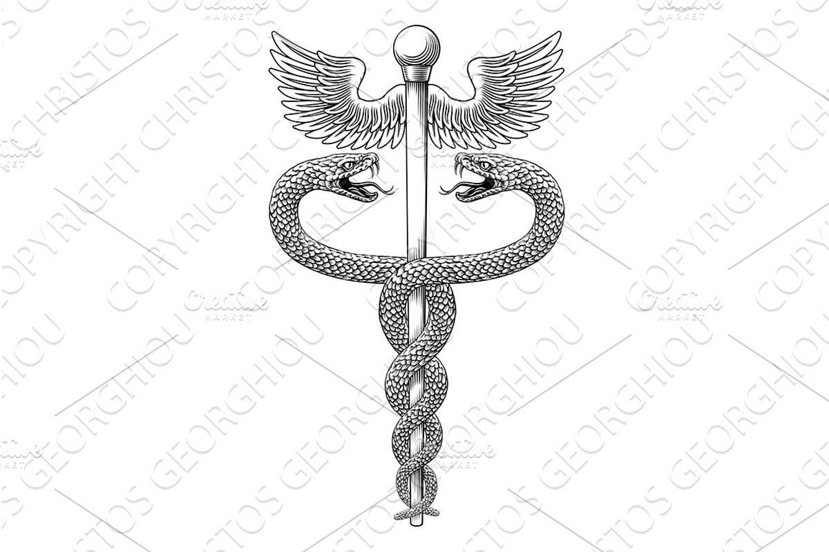 Caduceus Medical Asclepius Rod, a Healthcare Illustration by Christos Georghiou