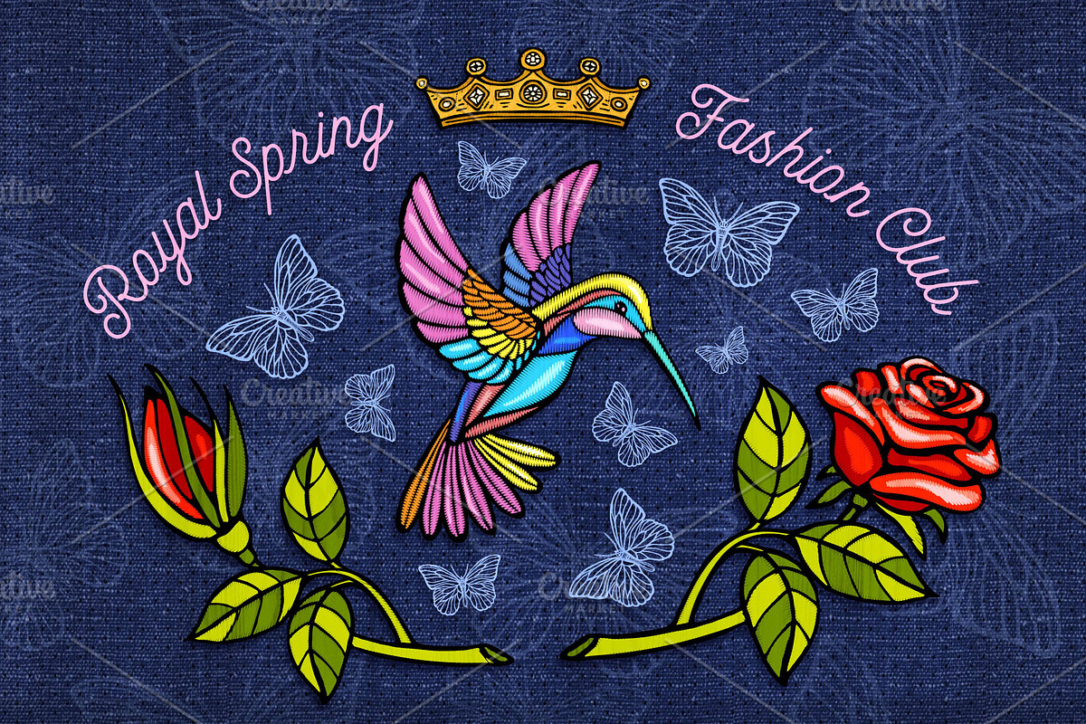 Hummingbird Roses Embroidered Patch, a Graphic by Iraida_Bearlala (Photo 5 of 7)
