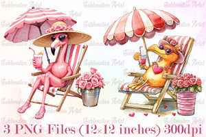 Summer Flamingo PNG Sublimation, an Illustration by Sublimation Artist