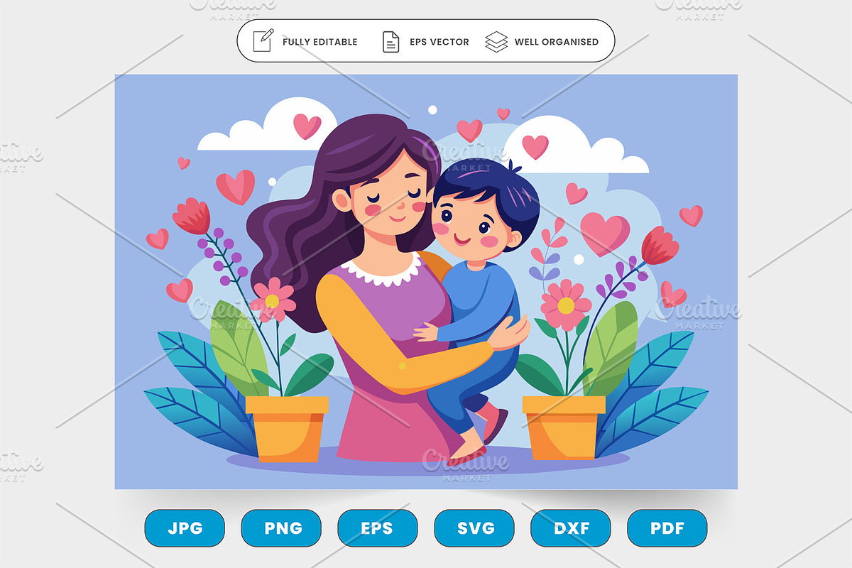 a woman holding a child in her arms,, a Graphic by SaroStock