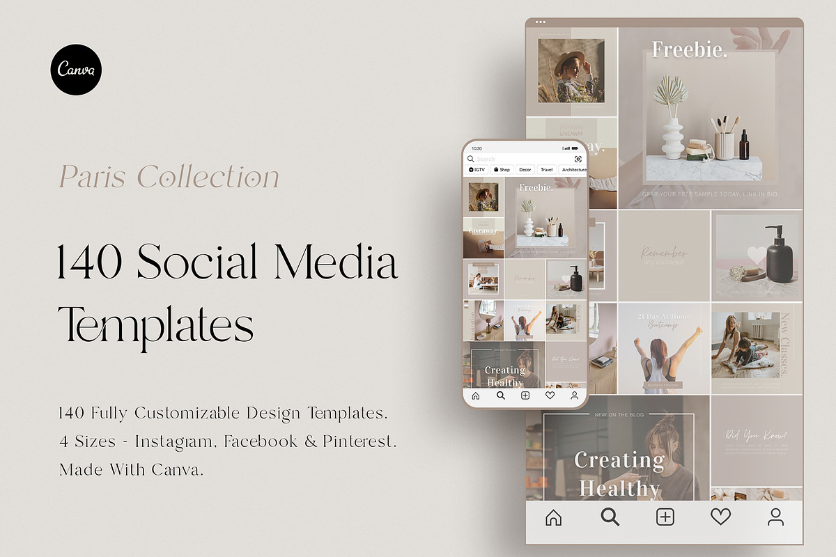 140 Social Media CANVA Template Pack, a Social Media Template by Gebers Marketing & Design (Photo 1 of 10)