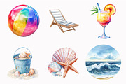 Watercolor Summer Ocean Clipart, an Illustration by Design Market (Thumbnail 4 of 4)