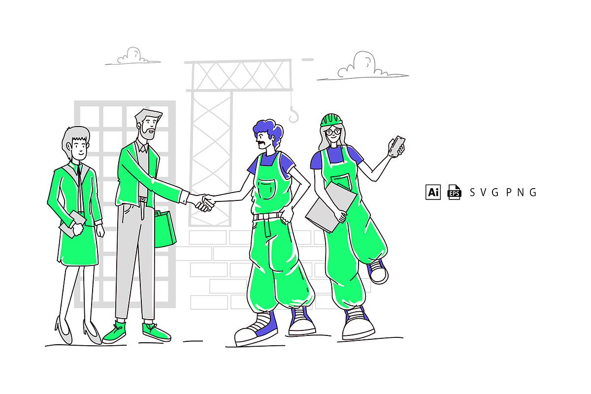 Illustration Construction Handshake, a Person Illustration by Stock Shape