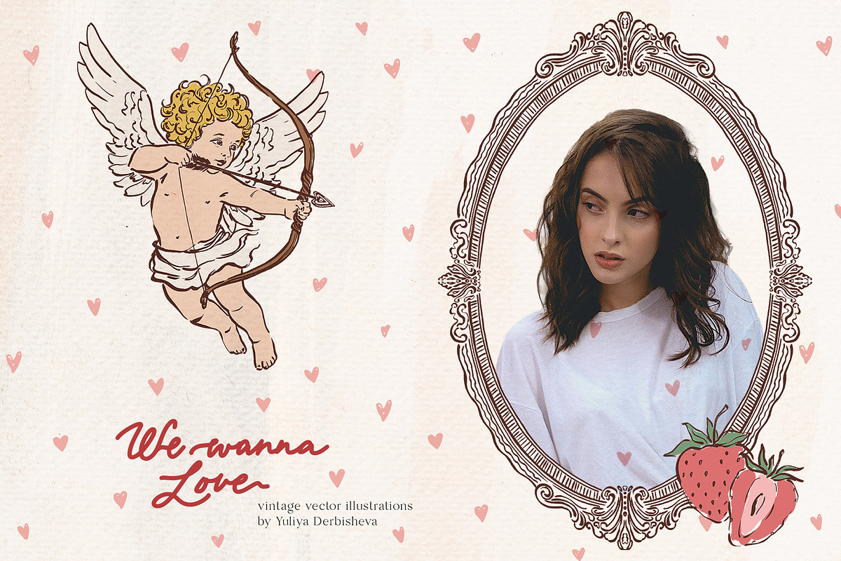 Valentines Day vintage Cupid Love, an Object Graphic by Yuliya Derbisheva (Photo 2 of 17)